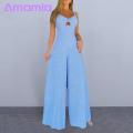 Women Jumpsuit Chest Cutout Straps Wide Har Hollow Backless Jumpsuit. 