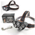 T21 5LED With Built-in 18650 Battery USB Rechargeable Portable Flashlight Lantern Headlamp Outdoor Camping Headlight. 
