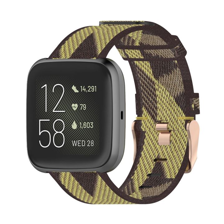 23mm Stripe Weave Nylon Wrist Strap Watch Band for Fitbit Versa 2, Fitbit Versa, Fitbit Versa Lite, Fitbit Blaze