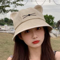 Korean Cute Cartoon Women Girls Bucket Hat Spring Summer Kawaii Beach Sun Visor Hats Wide Brim Solivd Cotton Panama Cap. 