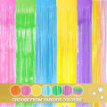 Birthday Pastel Color Foil Curtain Fringe Party Backdrops Balloons pastal Curtain. 