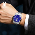 PLAYBOY Men's Watch Waterproof 2023 Latest Luminous Quartz Movement Stainless Steel Strap Calendar Casual Business Style 3301. 