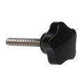 M8 x 50mm Thread Replacement Star Hand Knob Tightening Screw Black Silver Tone. 
