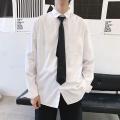 Shirt Men's Loose Hong Kong Style Summer Pure White Short-Sleeved Shirt Student Class Clothes Casual Long Sleeve Shirt College Style. 