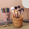 【HOT】 Useful Handwoven Rattan Pen Holder Pencil Makeup Brush Organizer Multi-Purpose Mini Items Storage Basket For Home Office Decor. 