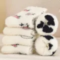 1/2pairs Milk Cow Socks for Women Kawaii Thicken Cashmere Middle Tube Sock Sweet Girls Soft Warm Korean Outwear Floor Wear Socks. 