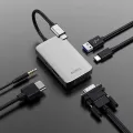 Wiwu Alpha 513HVP 5 in 1 USB-C To 4K Projector  3.5mm Jack  PD Charger  VGA Ports  USB 3.0 Laptop Adapter Universal Docking Station. 