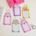 Card Holder with Keychains Support Cartoon Plastic Idol Photo Storage Card Protector Beads Ring Card Sleeve for Girls. 