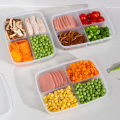 Kitchen Storage Box 4 Grids Design PP Soft Cover Refrigerator Fish Meat Storage Case Fridge Protect Vegetables Container Organizer 1Pcs. 