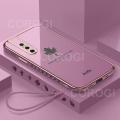 For Vivo V15 Pro Cover + Wrist Strap Fashion Shiny Maple leaf Plating Square Bumper Phone Case Soft TPU Silicone Shockproof Protective Back Cover. 