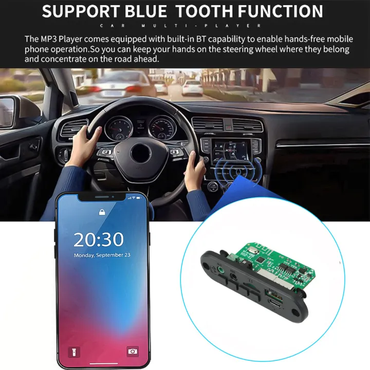 6w%20Amplifier%20Mp3%20Decoder%20Board%20Dc%205v%203.5mm%20Microphone%20Bluetooth%20Handsfree%20Car%20Mp3%20Player%20Tf%20Aux%20Usb%20Record%20Fm%20For%20Phone%20-%20Image%203