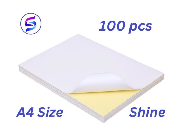 100pcs%20A4%2021.0x29.7cm%20Shine%20Printable%20Self%20Adhesive%20Plain%20White%20Sticker%20Paper%20-%20Image%205