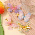 2Pcs 3D Butterfly Hair Clips Rhinestone Gradient Color Hairpin Girl's Moving Wings Hairpin Hair Accessories. 