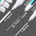 3Pcs Set White Color Permanent Paint Marker Pen 0.7mm 1.0mm 2.5mm For Tyre Wood Glass Metal Leather Fabric Ceramic Art Graffiti. 