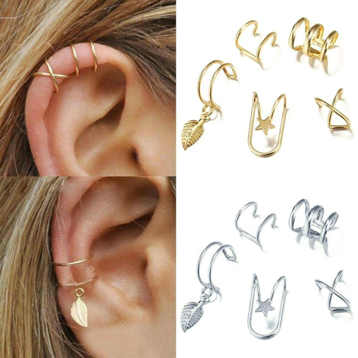5pcs Ear Cuffs Leaf Clip Earrings for Women No Piercing Earring