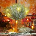 Artificial Pine Branches Cedar Sprig Pine Winter Leaves Christmas Snowy Greenery Branches for DIY Garland Home Garden Vase Decoration. 