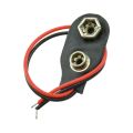 9V Clip-on Battery Connector Leather Shell Black Red Wired 9 Volt Battery Clip Connector Battery Holder For Arduino. 