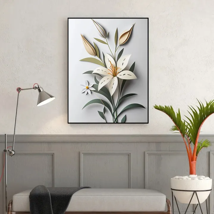 Ornament%20Picture%20Home%20Decoration%20Daisy%20Rose%20Lily%203D%20Paper%20Cut%20Art%20Flower%20Painting%20Poster%20Tulip%20Sunflower%20Canvas%20Painting%20Wall%20Art%20-%20Image%204