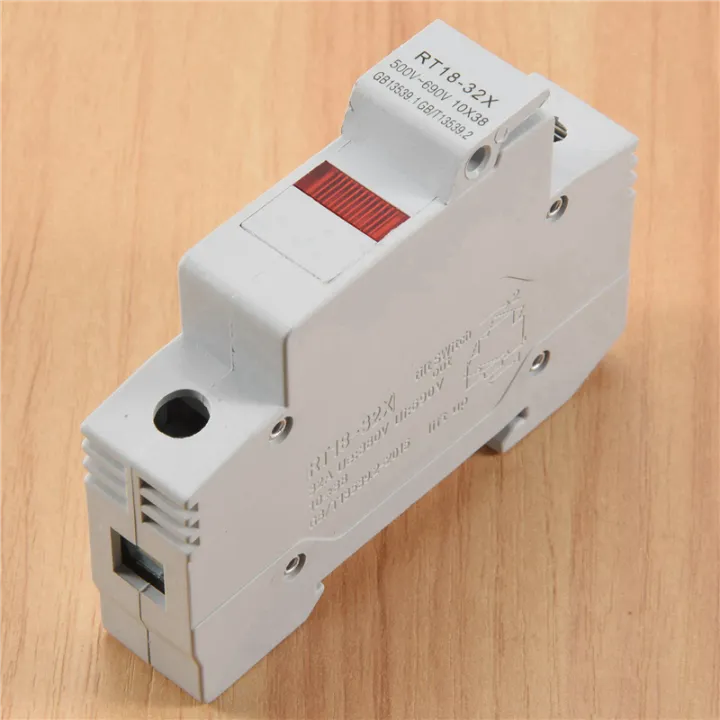Kqueebee%204X%20RT18-32X%20AC%20380V%2032A%201%20Pole%2010X38mm%20DIN%20Rail%20Mount%20Fuse%20Holder%20Base%20-%20Image%204