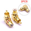 2Pcs Copper L-shaped RCA right angle elbow 90 degree head signal cable. 