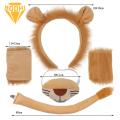 Lion Costume Accessories Soft Plush Lion Costume Set for Halloween Cosplay Youth Adult Animal Theme Party Dress-up Kit Headband Tail Gloves Nose 1/3/4pcs High-quality Lion Costume Pieces. 