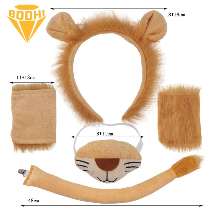 Lion%20Costume%20Accessories%20Soft%20Plush%20Lion%20Costume%20Set%20for%20Halloween%20Cosplay%20Youth%20Adult%20Animal%20Theme%20Party%20Dress-up%20Kit%20Headband%20Tail%20Gloves%20Nose%201/3/4pcs%20High-quality%20Lion%20Costume%20Pieces%20-%20Image%204