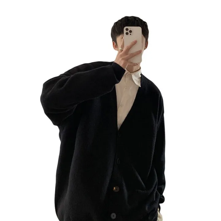 Cardigan%20Sweater%20Men's%20Fall%20Korean%20Trend%20Loose%20Solid%20Color%20College%20Style%20Sweater%20ins%20Fashion%20Brand%20All-Matching%20Coat%20-%20Image%202
