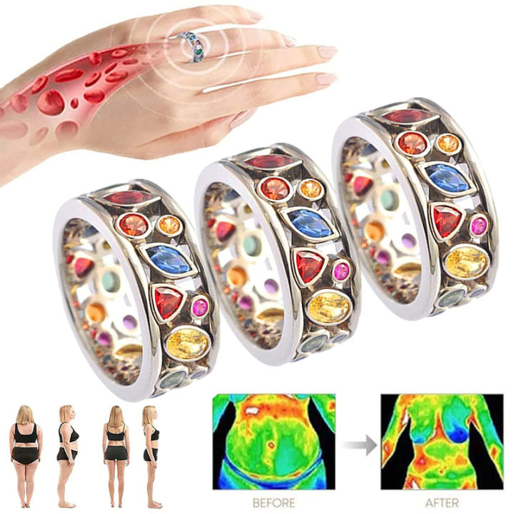 New Colorful Magnetic Therapy Ring Torina Crystal Quartz Ionix Rings ...