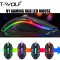 T-Wolf V1 RGB Breathing Light Gaming Mouse 1200DPI Optical Mouse. 