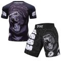 【5】 Boxing Set Men Sport Rashguard Jitsu Bjj Rash Guard KickBoxing Sets Muay Thai Jersey MMA Fightwear. 