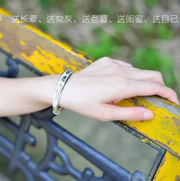 %E3%80%90ZOSR%E3%80%91fashion%20Double%20fish%20lotusn%20woman%20kpop%20star%20Fine%20999%20Sterling%20Silver%20adjustable%20bracelet%20Bangles%20gift%20SZ17%20-%20Image%207