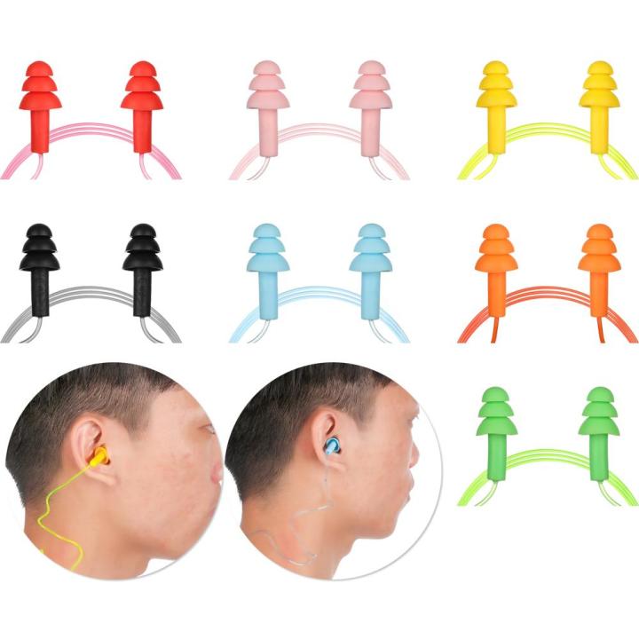 Ear Plug With Rope Colorful Soft Silicone Rope Ear Plugs Swimming Ears Protector Hearing ...