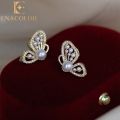Enacolor  Delicate Crystal Butterfly Earrings Pearl Earring for Women Girl Ins New. 