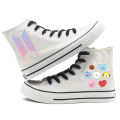 【BestGO】BTS BT21 Cartoon Fashion Versatile Canvas Shoes  High-hed Shoes For Men and Women. 