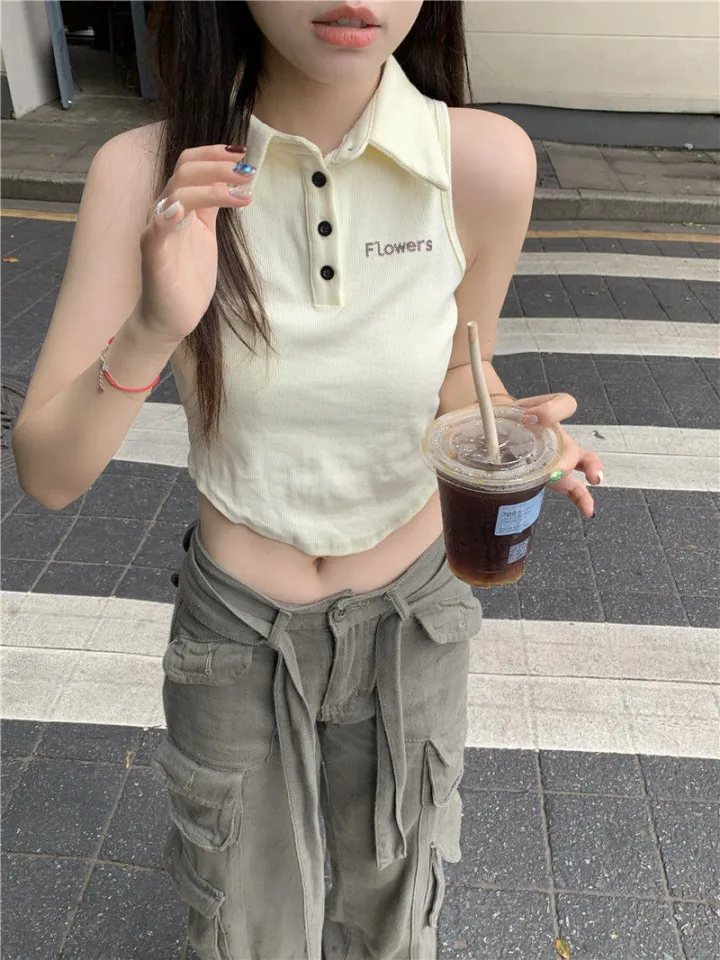 PoloCollar Small Sling Vest for Women Inner Wear Outer Wear Summer