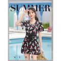 Swimsuit Skirt Fat mm Conservative Middle-Aged Mom Women's Swimsuit Belly Covering Split Loose plus Size Swimsuit Hot Spring. 