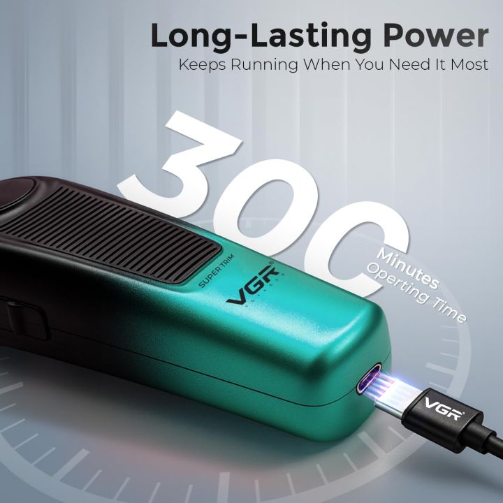 VGR%20V-996%20Professional%20Hair%20Trimmer%20for%20Men%20%E2%80%93%20Cordless%20Beard%20&%20Hair%20Clipper,%20Precision%20Ceramic%20&%20Titanium%20Blade,%20Turbo%207000%20RPM%20Motor,%20LED%20Display,%20USB%20Charging,%204%20Guide%20Combs,%20Green%20&%20Black%20High%20Quality%20-%20Image%205
