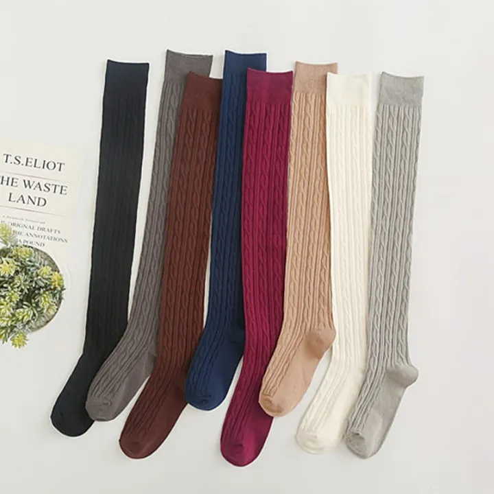 Women's%20Long%20Socks%20Knee%20High%20Boots%20Korean%20Warm%20Winter%20Japanese%20Style%20White%20Slouch%20Hot%20Wool%20Black%20For%20Girls%207/8%20Over%20The%20Fashion%20-%20Image%202