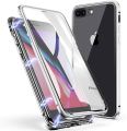 7 Plus Case, iPhone 8 Plus Case, ZHIKE Magnetic Adsorption Case Front and Back Tempered Glass Full Screen Coverage One-Piece Design Flip Cover for Apple iPhone 7 Plus/8 Plus (Clear White). 