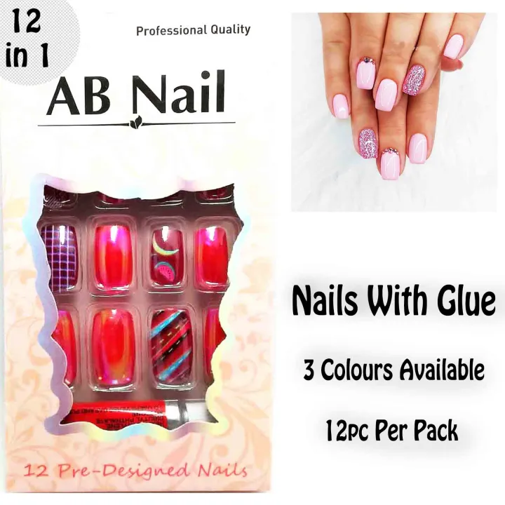 Women Beauty Nails Manicure Extension Tools Women Jewellery Artificial 12Pcs Nails Color Nail Tips Full Cover Girls Nails Acrylic Ballerina Fake Nails Tip DIY