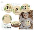 7x Baby Milestone Cards Round Wooden Monthly Cards for Home Table Decoration. 