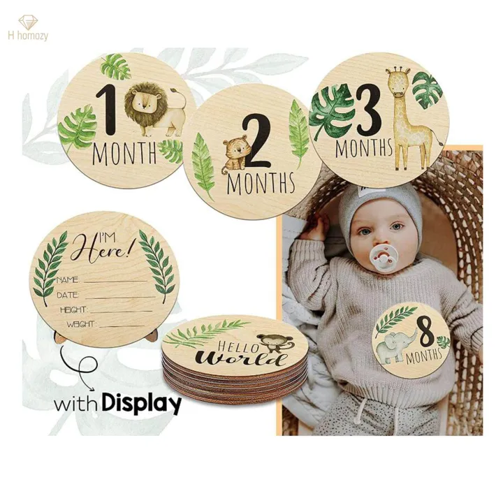7x%20Baby%20Milestone%20Cards%20Round%20Wooden%20Monthly%20Cards%20for%20Home%20Table%20Decoration%20-%20Image%202