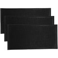 3 Pack Black Bar Mat Spill Mat Glass Drying Mat Cocktail Mixing Service Mat for Counter Top(12inch(L) x 6inch(W)). 