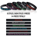 30 Pieces Motivational Bracelets Set Silica Gel Motivational Silicone Wristbands Motivational Silicone Bracelets for Men and Women Black. 