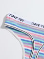 SMY 5 PCS/Set Colorful Women Panty Rainbow Design Breathable Lady Underwear Briefs. 