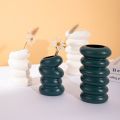 Household Plastic Flower Vase Imitation Ceramic Spiral Design Flower Pot Modern Nordic Style Flower Arrangement Home Decoration. 