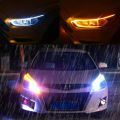 2x DRL 45cm Daytime Running Light Flexible Soft Tube Guide Car LED Strip White Turn signal Yellow Waterproof. 
