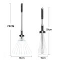 Likovie Stainless Steel Leaf Rake Adjustable Telescopic Metal Rake for Garden Leaves Cleaning Tool Long Handle Claw Rake for Backyard Lawn Farm Retractable Nail Rake Rust-resistant Leaf Rake. 