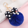 Disney Minnie Mickey Mouse Plush Keychains Cartoon Polka Dot Bow Pom-Pom Key Ring Pendant Car Bag Ornament Girl Child Gift Toy. 