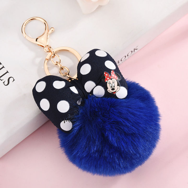 Disney%20Minnie%20Mickey%20Mouse%20Plush%20Keychains%20Cartoon%20Polka%20Dot%20Bow%20Pom-Pom%20Key%20Ring%20Pendant%20Car%20Bag%20Ornament%20Girl%20Child%20Gift%20Toy%20-%20Image%204